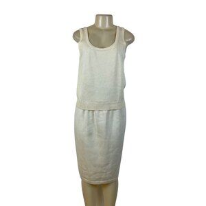 St. John Two-Piece Women's Beige Knitted Tank Top & Skirt Set Sleeveless Sz 8/10